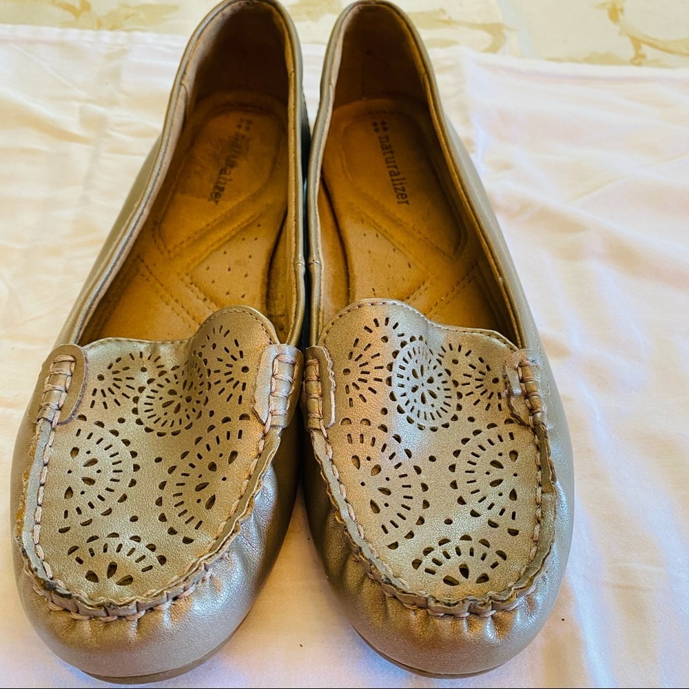Naturalizer Rafa Moon Metal Loafers Gold SZ 7 1/2 Worn once